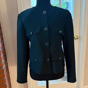 Chic Black Women's Blazer with Button Accents
